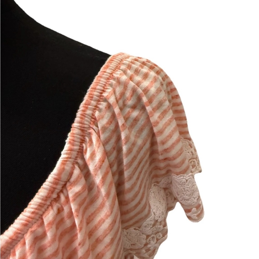 Tommy Hilfiger Short Sleeve Orange & White Embroidered Blouse, Size 2X - Picture 6 of 13